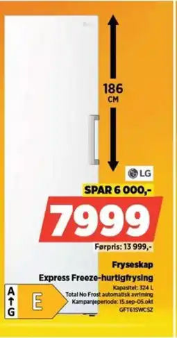 POWER LG Fryseskap Express Freeze-hurtigfrysing tilbud