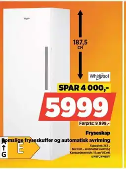 POWER Romslige fryseskuffer og automatisk avriming Whirlpool Fryseskap tilbud
