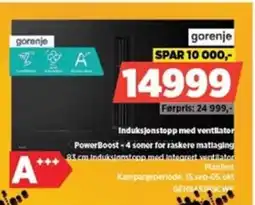 POWER gorenje Induksjonstopp med ventilator PowerBoost-4 soner for raskere matlaging tilbud