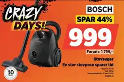POWER BOSCH Støvsuger En stor støvpose sparer tid tilbud