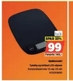 POWER Kulz kjøkkenvekt tydelig og lettlest lcd-skjerm tilbud