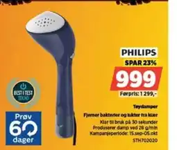 POWER PHILIPS Toydamper Fjerner bakterier og lukter fra klær tilbud