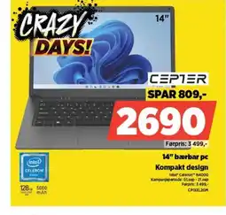 POWER CEPTER 14" bærbar pc Kompakt design tilbud