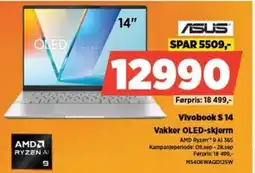 POWER ASUS Vivobook S 14 Vakker OLED-skjerm tilbud
