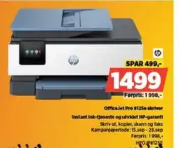 POWER HP OfficeJet Pro 8125e skriver Instant Ink-tjeneste og utvidet HP-garanti tilbud