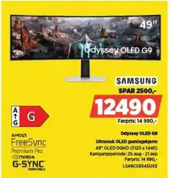 POWER SAMSUNG Odyssey OLED G9 Ultrarask OLED gamingskjerm tilbud