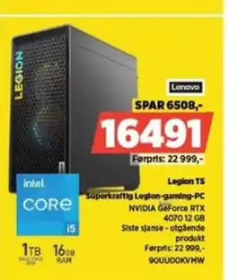 POWER Lenovo Legion TS Superkraftig Legion-gaming-PC NVIDIA GeForce RTX tilbud