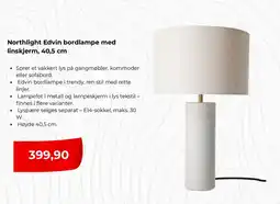 Clas Ohlson Northlight edvin bordlampe med linskjerm, 40,5 cm tilbud
