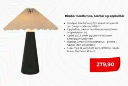 Clas Ohlson Dimbar bordlampe, bærbar og oppladbar tilbud
