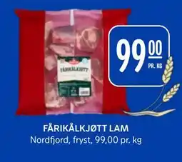 Rema 1000 FÅRIKÅLKJØTT LAM, NOK 99 tilbud