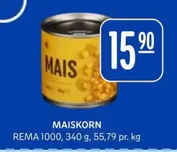 Rema 1000 MAISKORN, NOK 15.9 tilbud