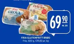 Rema 1000 FRIA GLUTENFRITT BRØD, NOK 69.9 tilbud