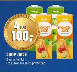 Coop Obs COOP JUICE, NOK 100 tilbud