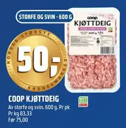 Coop Obs COOP KJØTTDEIG, NOK 50 tilbud