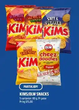 Coop Obs KIMS/OLW SNACKS, NOK 10 tilbud