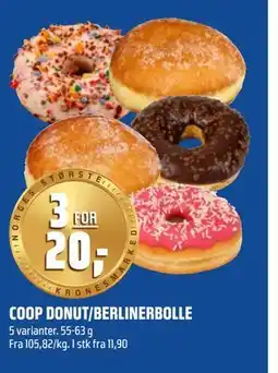Coop Obs COOP DONUT/BERLINERBOLLE, NOK 20 tilbud