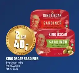 Coop Obs KING OSCAR SARDINER, NOK 40 tilbud