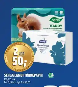 Coop Obs SERLA/LAMBI TØRKEPAPIR, NOK 50 tilbud