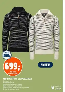 Coop Obs NORTHPEAK FINSE 1/2 ZIP ULLGENSER, NOK 699 tilbud