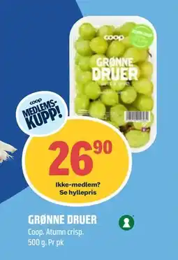 Coop Obs GRØNNE DRUER, Medlemspris tilbud