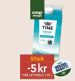 Coop Mega TINE LETTMELK 1,75 L, Medlemspris tilbud