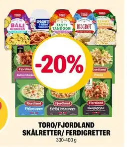 Coop Extra TORO/FJORDLAND SKÅLRETTER/ FERDIGRETTER tilbud