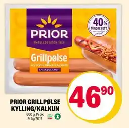 Coop Extra PRIOR GRILLPØLSE KYLLING/KALKUN, NOK 46.9 tilbud
