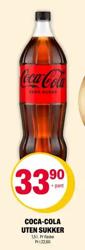 Coop Extra COCA-COLA UTEN SUKKER, NOK 33.9 tilbud