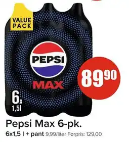 Spar Pepsi Max 6-pk, NOK 89.9 tilbud