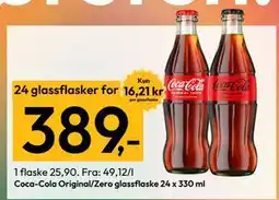Gigaboks Coca-Cola Original/Zero glassflaske 24 x 330 ML, NOK 389 tilbud