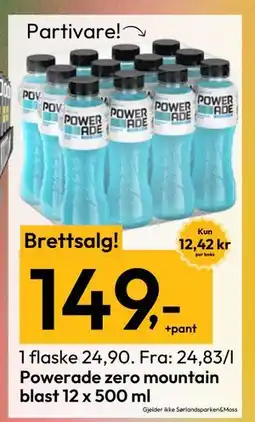 Gigaboks Powerade zero mountain blast 12 x 500 ML, NOK 149 tilbud