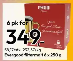 Gigaboks Evergood filtermalt 6 x 250 g, NOK 349 tilbud