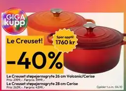 Gigaboks Le Creuset støpejernsgryte 28 cm Cerise tilbud