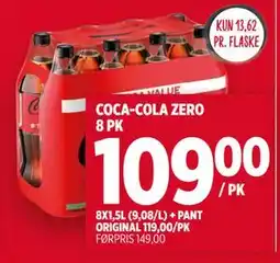 Meny COCA-COLA ZERO 8 PK, NOK 109 tilbud