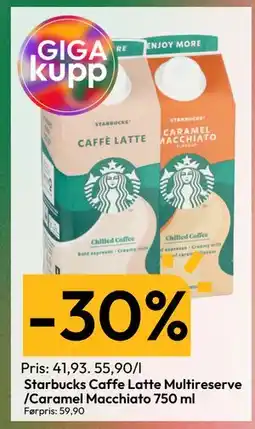 Gigaboks Starbucks Caffe Latte Multireserve /Caramel Macchiato 750 ml, NOK 41.93 tilbud