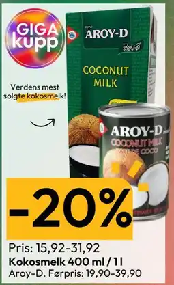 Gigaboks Kokosmelk 400 ml / 1 l tilbud