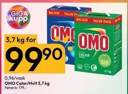 Gigaboks OMO Color/Hvit 3,7 kg, NOK 99.9 tilbud