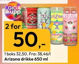 Gigaboks Arizona drikke 650 ml, NOK 50 tilbud