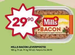 Matkroken MILLS BACON LEVERPOSTEI, NOK 29.9 tilbud
