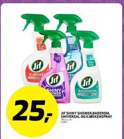 Bunnpris JIF SHINY SHOWER, BADEROM, UNIVERSAL OG KJØKKENSPRAY, NOK 25 tilbud