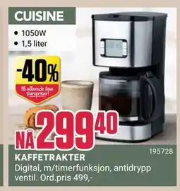 Europris KAFFETRAKTER, NOK 299.4 tilbud