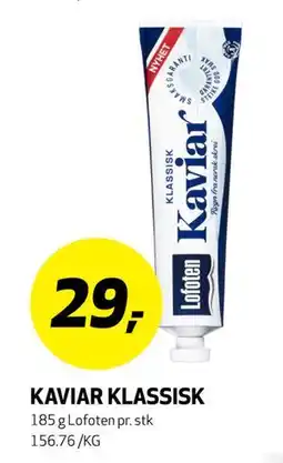 Bunnpris KAVIAR KLASSISK, NOK 29 tilbud