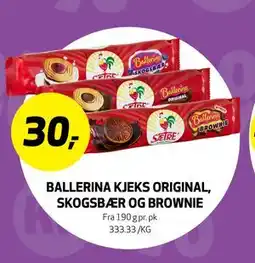 Bunnpris BALLERINA KJEKS ORIGINAL, SKOGSBÆR OG BROWNIE, NOK 30 tilbud