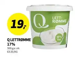 Bunnpris Q LETTRØMME 17%, NOK 19 tilbud