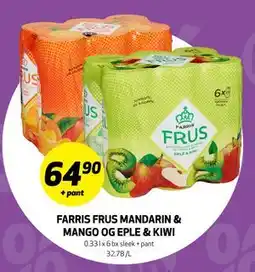 Bunnpris FARRIS FRUS MANDARIN & MANGO OG EPLE & KIWI, NOK 64.9 tilbud