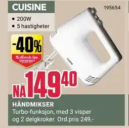 Europris HÅNDMIKSER, NOK 149.4 tilbud
