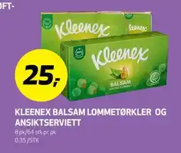 Bunnpris KLEENEX BALSAM LOMMETØRKLER OG ANSIKTSERVIETT, NOK 25 tilbud