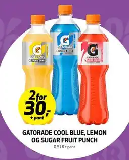 Bunnpris GATORADE COOL BLUE, LEMON OG SUGAR FRUIT PUNCH, NOK 30 tilbud