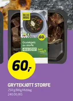 Bunnpris GRYTEKJØTT STORFE, NOK 60 tilbud