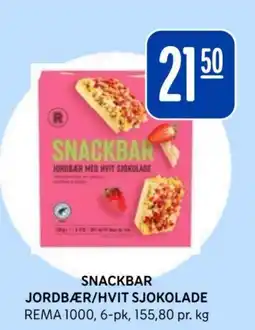 Rema 1000 Snackbar jordbær/hvit sjokolade tilbud